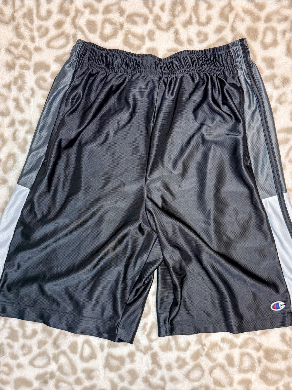 Champion Men’s Black Athletic Shorts with Gray Panels
